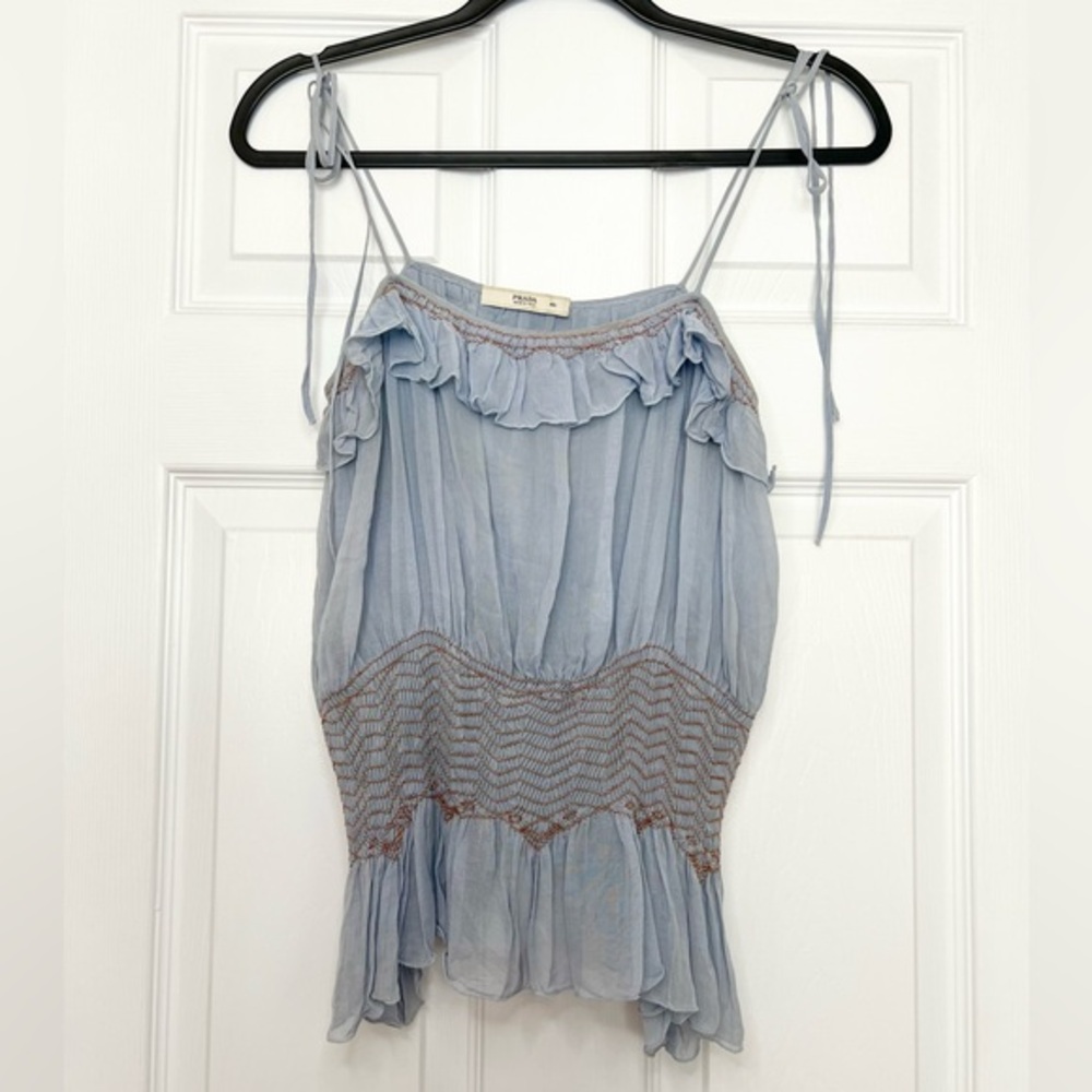 PRADA Size 40 • Blue Sheer Silk Tank Top.